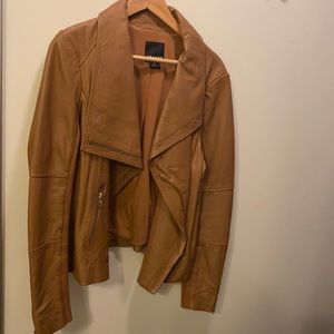 Cognac Leather Moto Jacket